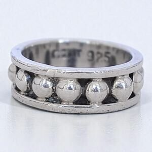 Vintage 925 Silver Beaded Band Ring Stackable Bobble Sphere Design 5mm